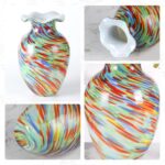 KAMMAK Colored Glass Vase, Beautiful Hand Blown Decorative Vase, Modern Art Vase for Flower Mantle Dining Table Centerpiece, Entryway Living Room Wedding Decoration, 8HPFH02068 KAMMAK 8HPFH02068 glass vase styled on dining table image 5