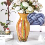 KAMMAK Colored Glass Vase, Beautiful Hand Blown Decorative Vase, Modern Art Vase for Flower Mantle Dining Table Centerpiece, Entryway Living Room Wedding Decoration (JG2085)