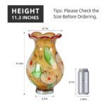 KAMMAK Colored Glass Vase, Beautiful Hand Blown Decorative Vase, Modern Art Vase for Flower Mantle Dining Table Centerpiece, Entryway Living Room Wedding Decoration, 8HPFH02119 KAMMAK 8HPFH02119 glass vase shape and proportion detail image 3