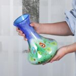 KAMMAK Colored Glass Vase, Beautiful Hand Blown Decorative Vase, Modern Art Vase for Flower Mantle Dining Table Centerpiece, Entryway Living Room Wedding Decoration (JG2093)