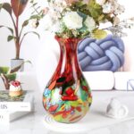 KAMMAK Colored Glass Vase, Beautiful Hand Blown Decorative Vase, Modern Art Vase for Flower Mantle Dining Table Centerpiece, Entryway Living Room Wedding Decoration (JG2094)