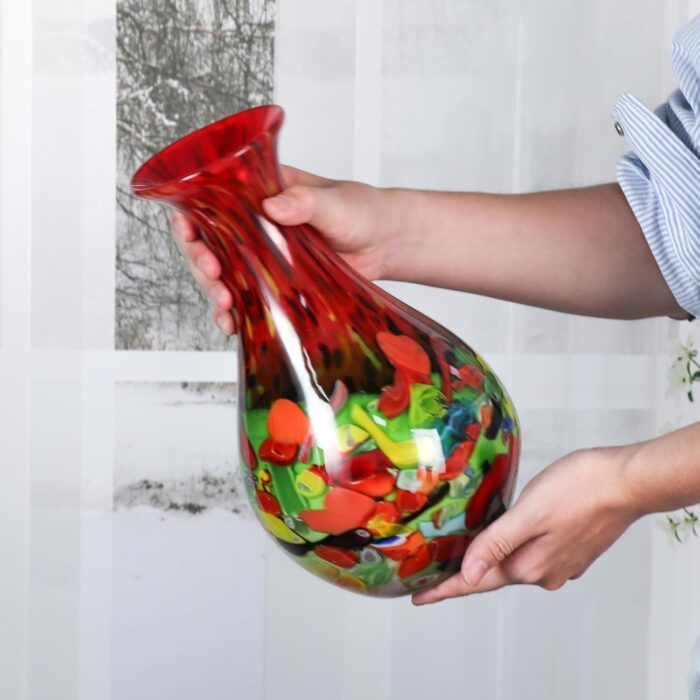 KAMMAK Colored Glass Vase, Beautiful Hand Blown Decorative Vase, Modern Art Vase for Flower Mantle Dining Table Centerpiece, Entryway Living Room Wedding Decoration (JG2094)