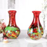 KAMMAK Colored Glass Vase, Beautiful Hand Blown Decorative Vase, Modern Art Vase for Flower Mantle Dining Table Centerpiece, Entryway Living Room Wedding Decoration (JG2094)