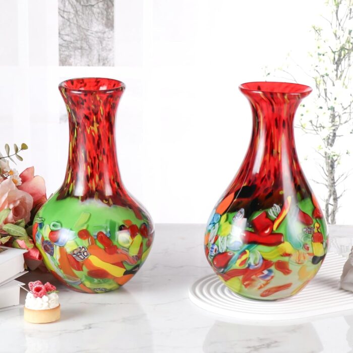 KAMMAK Colored Glass Vase, Beautiful Hand Blown Decorative Vase, Modern Art Vase for Flower Mantle Dining Table Centerpiece, Entryway Living Room Wedding Decoration (JG2094)
