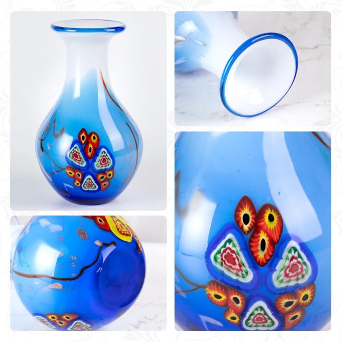 KAMMAK Colored Glass Vase, Beautiful Hand Blown Decorative Vase, Modern Art Vase for Flower Mantle Dining Table Centerpiece, Entryway Living Room Wedding Decoration (JG2111)