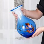 KAMMAK Colored Glass Vase, Beautiful Hand Blown Decorative Vase, Modern Art Vase for Flower Mantle Dining Table Centerpiece, Entryway Living Room Wedding Decoration (JG2111)