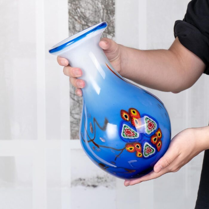 KAMMAK Colored Glass Vase, Beautiful Hand Blown Decorative Vase, Modern Art Vase for Flower Mantle Dining Table Centerpiece, Entryway Living Room Wedding Decoration (JG2111)