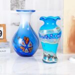 KAMMAK Colored Glass Vase, Beautiful Hand Blown Decorative Vase, Modern Art Vase for Flower Mantle Dining Table Centerpiece, Entryway Living Room Wedding Decoration (JG2111)