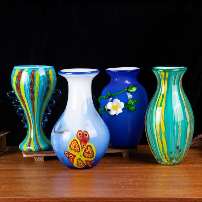KAMMAK Colored Glass Vase, Beautiful Hand Blown Decorative Vase, Modern Art Vase for Flower Mantle Dining Table Centerpiece, Entryway Living Room Wedding Decoration (JG2111)