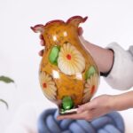 KAMMAK Colored Glass Vase, Beautiful Hand Blown Decorative Vase, Modern Art Vase for Flower Mantle Dining Table Centerpiece, Entryway Living Room Wedding Decoration, FH02033 KAMMAK 8HPFH02033 glass vase scale and proportion view image 6