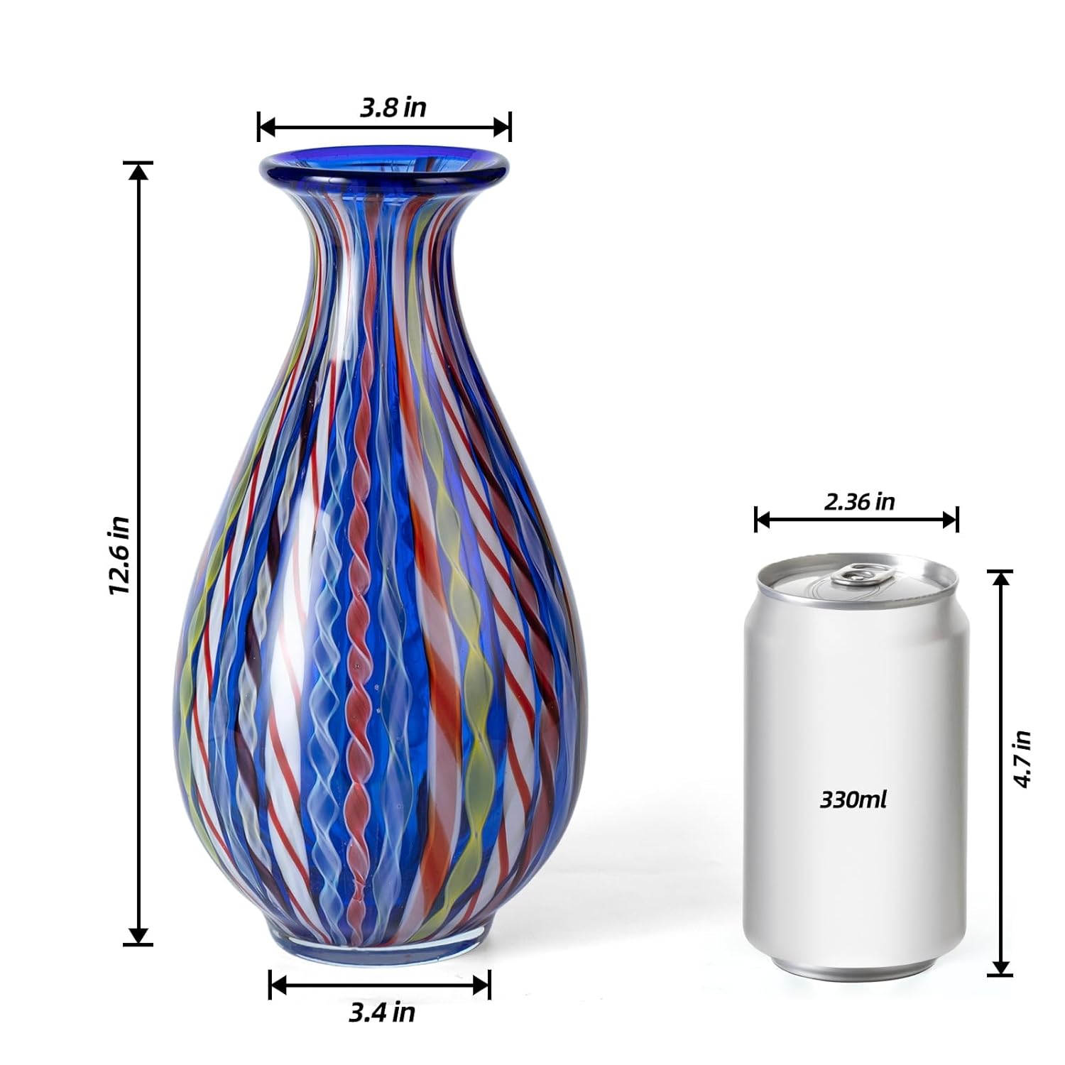 KAMMAK 8HPJG02004 glass vase front view in product description