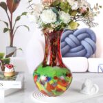 KAMMAK Colored Glass Vase, Beautiful Hand Blown Decorative Vase, Modern Art Vase for Flower Mantle Dining Table Centerpiece, Entryway Living Room Wedding Decoration (JG2095)