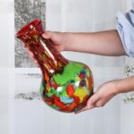 KAMMAK Colored Glass Vase, Beautiful Hand Blown Decorative Vase, Modern Art Vase for Flower Mantle Dining Table Centerpiece, Entryway Living Room Wedding Decoration (JG2095)