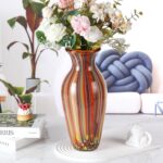 KAMMAK Colored Glass Vase, Beautiful Hand Blown Decorative Vase, Modern Art Vase for Flower Mantle Dining Table Centerpiece, Entryway Living Room Wedding Decoration (JG2006)