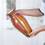 KAMMAK Colored Glass Vase, Beautiful Hand Blown Decorative Vase, Modern Art Vase for Flower Mantle Dining Table Centerpiece, Entryway Living Room Wedding Decoration (JG2006)