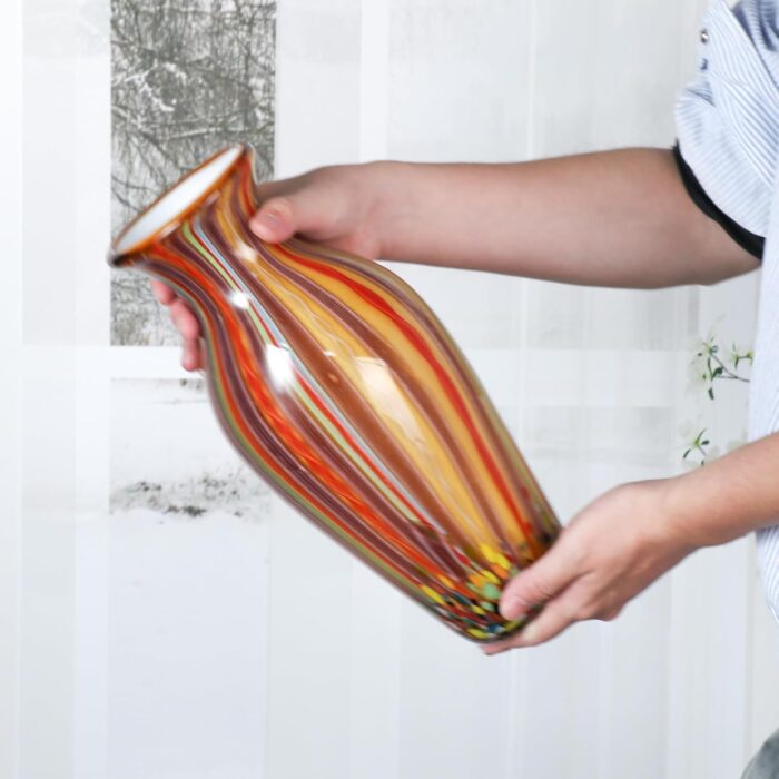 KAMMAK Colored Glass Vase, Beautiful Hand Blown Decorative Vase, Modern Art Vase for Flower Mantle Dining Table Centerpiece, Entryway Living Room Wedding Decoration (JG2006)