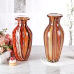 KAMMAK Colored Glass Vase, Beautiful Hand Blown Decorative Vase, Modern Art Vase for Flower Mantle Dining Table Centerpiece, Entryway Living Room Wedding Decoration (JG2006)