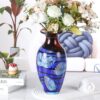 KAMMAK Colored Glass Vase, Beautiful Hand Blown Decorative Vase, Modern Art Vase for Flower Mantle Dining Table Centerpiece, Entryway Living Room Wedding Decoration (JG2115) KAMMAK 8HPJG02115 glass vase side angle view showing silhouette