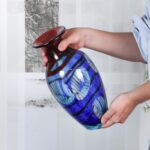 KAMMAK Colored Glass Vase, Beautiful Hand Blown Decorative Vase, Modern Art Vase for Flower Mantle Dining Table Centerpiece, Entryway Living Room Wedding Decoration (JG2115)