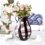 KAMMAK Colored Glass Vase, Beautiful Hand Blown Decorative Vase, Modern Art Vase for Flower Mantle Dining Table Centerpiece, Entryway Living Room Wedding Decoration (JG2117)