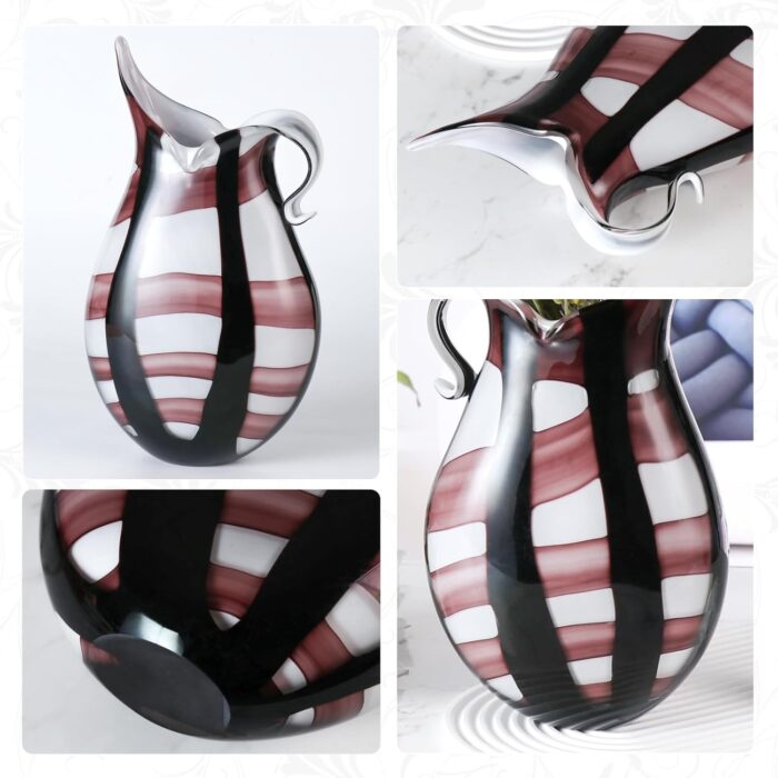 KAMMAK Colored Glass Vase, Beautiful Hand Blown Decorative Vase, Modern Art Vase for Flower Mantle Dining Table Centerpiece, Entryway Living Room Wedding Decoration (JG2117)