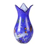 KAMMAK Colored Glass Vase, Beautiful Hand Blown Decorative Vase, Modern Art Vase for Flower Mantle Dining Table Centerpiece, Entryway Living Room Wedding Decoration (JG2125) KAMMAK 8HPJG02125 glass vase front view for product display