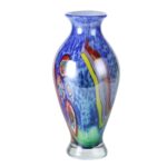 KAMMAK Colored Glass Vase, Beautiful Hand Blown Decorative Vase, Modern Art Vase for Flower Mantle Dining Table Centerpiece, Entryway Living Room Wedding Decoration (JG2129)