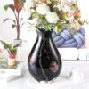KAMMAK Colored Glass Vase, Beautiful Hand Blown Decorative Vase, Modern Art Vase for Flower Mantle Dining Table Centerpiece, Entryway Living Room Wedding Decoration (JG2123) KAMMAK 8HPJG02123 glass vase side angle view showing silhouette