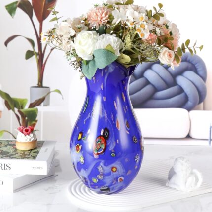 KAMMAK Colored Glass Vase, Beautiful Hand Blown Decorative Vase, Modern Art Vase for Flower Mantle Dining Table Centerpiece, Entryway Living Room Wedding Decoration (JG2125)