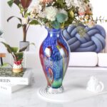KAMMAK Colored Glass Vase, Beautiful Hand Blown Decorative Vase, Modern Art Vase for Flower Mantle Dining Table Centerpiece, Entryway Living Room Wedding Decoration (JG2129)