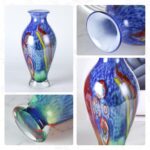 KAMMAK Colored Glass Vase, Beautiful Hand Blown Decorative Vase, Modern Art Vase for Flower Mantle Dining Table Centerpiece, Entryway Living Room Wedding Decoration (JG2129)
