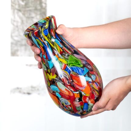 KAMMAK Colored Glass Vase, Beautiful Hand Blown Decorative Vase, Modern Art Vase for Flower Mantle Dining Table Centerpiece, Entryway Living Room Wedding Decoration (JG2141)