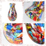 KAMMAK Colored Glass Vase, Beautiful Hand Blown Decorative Vase, Modern Art Vase for Flower Mantle Dining Table Centerpiece, Entryway Living Room Wedding Decoration (JG2141)