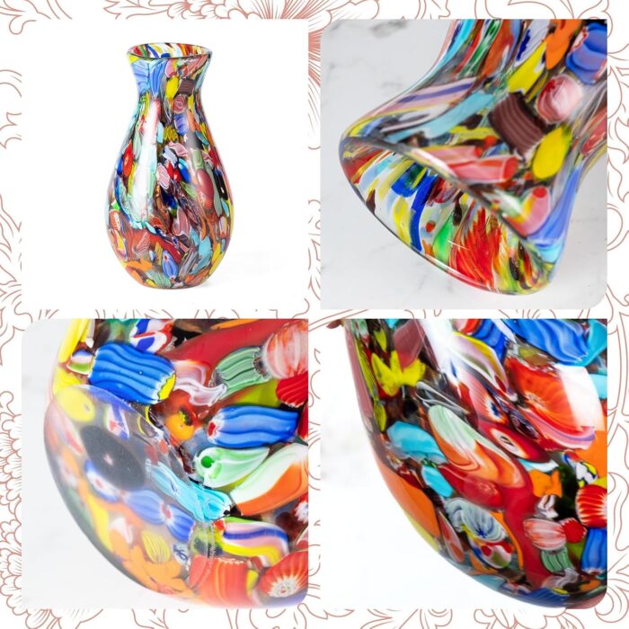 KAMMAK Colored Glass Vase, Beautiful Hand Blown Decorative Vase, Modern Art Vase for Flower Mantle Dining Table Centerpiece, Entryway Living Room Wedding Decoration (JG2141)