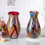 KAMMAK Colored Glass Vase, Beautiful Hand Blown Decorative Vase, Modern Art Vase for Flower Mantle Dining Table Centerpiece, Entryway Living Room Wedding Decoration (JG2141)