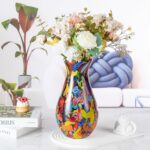 KAMMAK Colored Glass Vase, Beautiful Hand Blown Decorative Vase, Modern Art Vase for Flower Mantle Dining Table Centerpiece, Entryway Living Room Wedding Decoration (JG2141)
