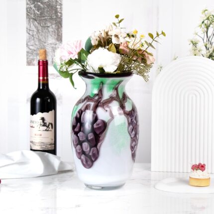 KAMMAK Colored Glass Vase, Beautiful Hand Blown Decorative Vase, Modern Art Vase for Flower Mantle Dining Table Centerpiece, Entryway Living Room Wedding Decoration (JG2148)