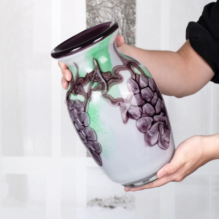 KAMMAK Colored Glass Vase, Beautiful Hand Blown Decorative Vase, Modern Art Vase for Flower Mantle Dining Table Centerpiece, Entryway Living Room Wedding Decoration (JG2148)