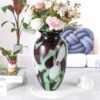 KAMMAK Colored Glass Vase, Beautiful Hand Blown Decorative Vase, Modern Art Vase for Flower Mantle Dining Table Centerpiece, Entryway Living Room Wedding Decoration (JG2150) KAMMAK 8HPJG02150 glass vase side angle view showing silhouette