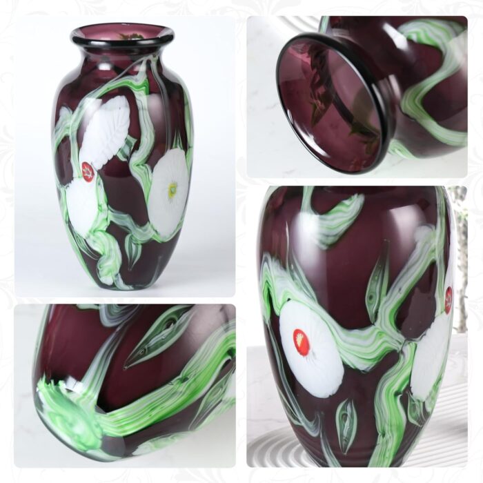 KAMMAK Colored Glass Vase, Beautiful Hand Blown Decorative Vase, Modern Art Vase for Flower Mantle Dining Table Centerpiece, Entryway Living Room Wedding Decoration (JG2150)