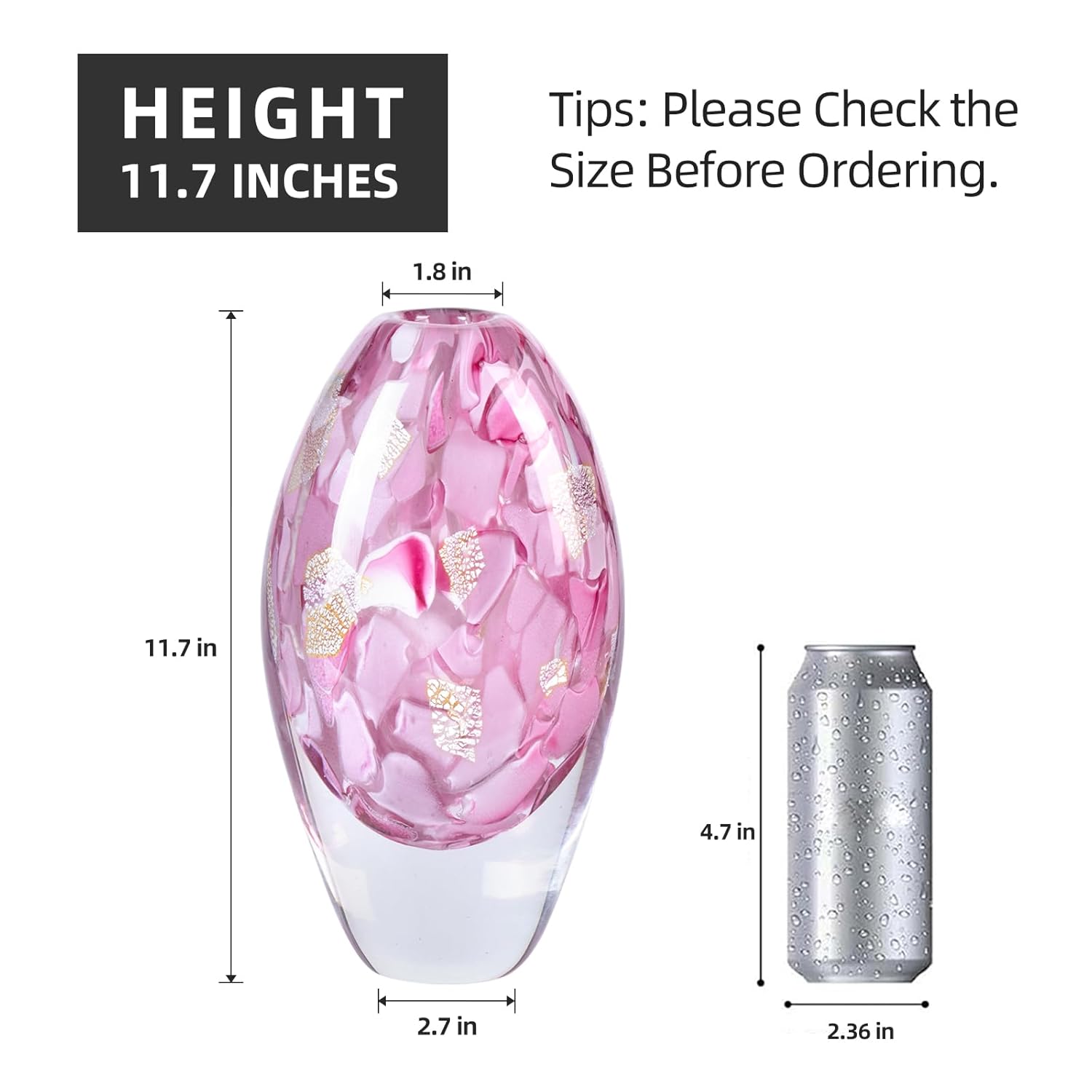 KAMMAK 8HPFH02143 glass vase front view in product description