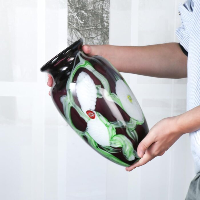 KAMMAK Colored Glass Vase, Beautiful Hand Blown Decorative Vase, Modern Art Vase for Flower Mantle Dining Table Centerpiece, Entryway Living Room Wedding Decoration (JG2150)