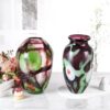 KAMMAK Colored Glass Vase, Beautiful Hand Blown Decorative Vase, Modern Art Vase for Flower Mantle Dining Table Centerpiece, Entryway Living Room Wedding Decoration (JG2150) KAMMAK 8HPJG02150 glass vase styled on dining table image 5