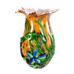 KAMMAK Colored Glass Vase, Beautiful Hand Blown Decorative Vase, Modern Art Vase for Flower Mantle Dining Table Centerpiece, Entryway Living Room Wedding Decoration, 8HPQSKQ013