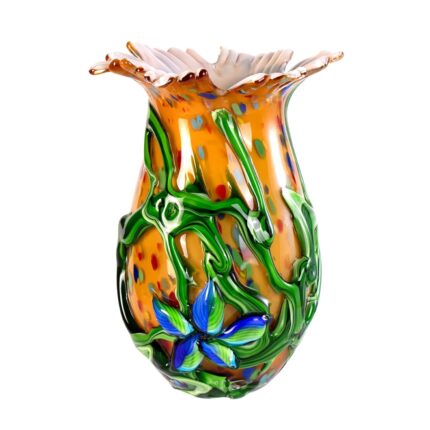 KAMMAK Colored Glass Vase, Beautiful Hand Blown Decorative Vase, Modern Art Vase for Flower Mantle Dining Table Centerpiece, Entryway Living Room Wedding Decoration, 8HPQSKQ013