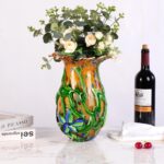 KAMMAK Colored Glass Vase, Beautiful Hand Blown Decorative Vase, Modern Art Vase for Flower Mantle Dining Table Centerpiece, Entryway Living Room Wedding Decoration, 8HPQSKQ013