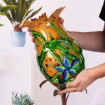 KAMMAK Colored Glass Vase, Beautiful Hand Blown Decorative Vase, Modern Art Vase for Flower Mantle Dining Table Centerpiece, Entryway Living Room Wedding Decoration, 8HPQSKQ013