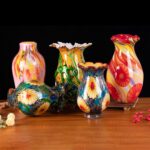 KAMMAK Colored Glass Vase, Beautiful Hand Blown Decorative Vase, Modern Art Vase for Flower Mantle Dining Table Centerpiece, Entryway Living Room Wedding Decoration, 8HPQSKQ013