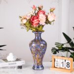 KAMMAK Colored Glass Vase, Beautiful Hand Blown Decorative Vase, Modern Art Vase for Flower Mantle Dining Table Centerpiece, Entryway Living Room Wedding Decoration, 8HPHR017
