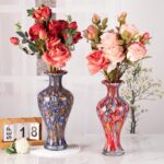 KAMMAK Colored Glass Vase, Beautiful Hand Blown Decorative Vase, Modern Art Vase for Flower Mantle Dining Table Centerpiece, Entryway Living Room Wedding Decoration, 8HPHR017